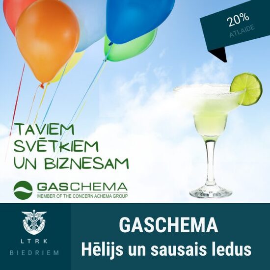 20% atlaide hēlijam un sausajam ledum
